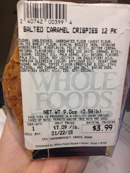 Whole Foods Market Cranston Recalls Salted Caramel Crispies Due to Undeclared Allergen (Almond)